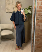 NEO NOIR Jakke Rosella Boucle Mini Jacket - Navy