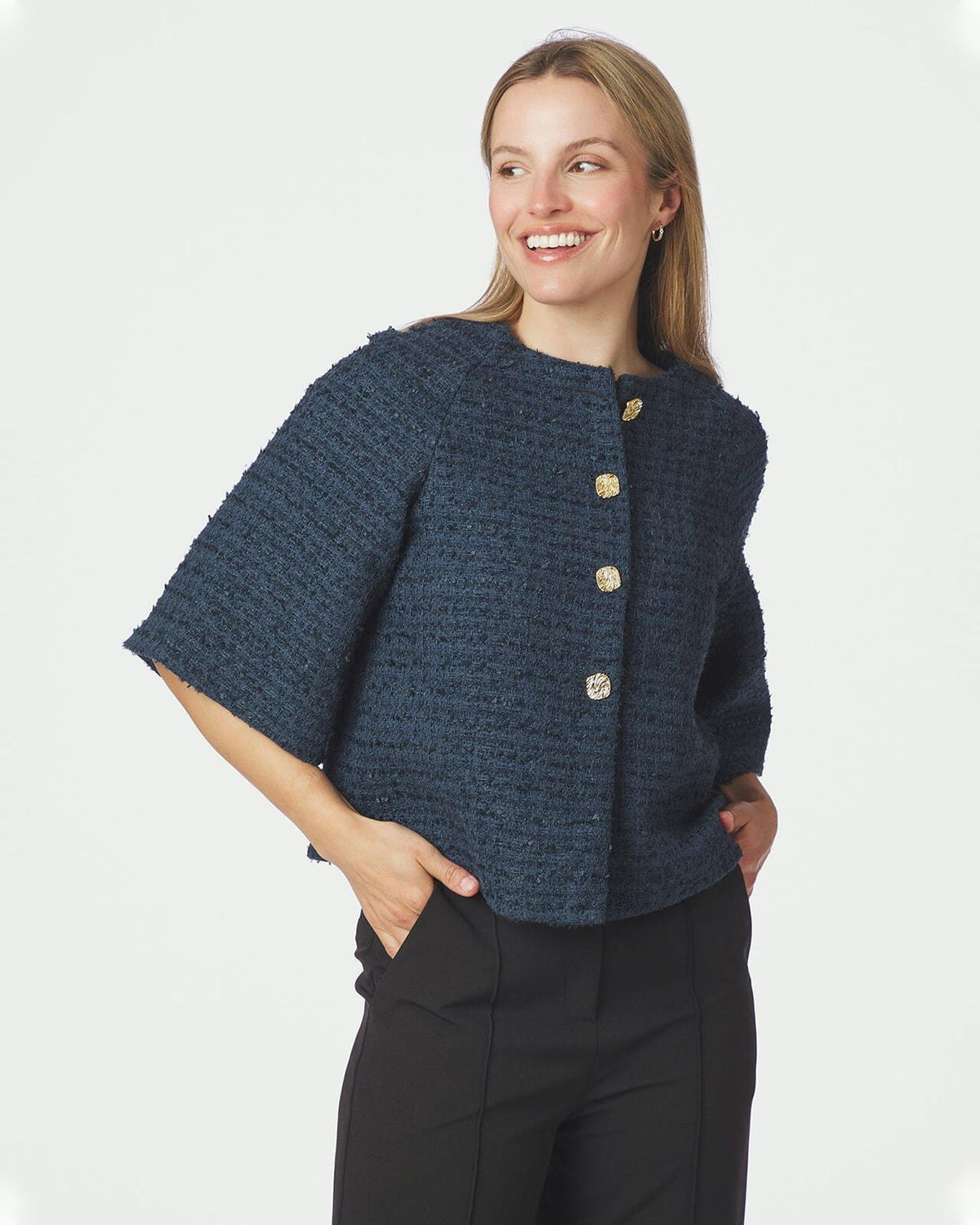 NEO NOIR Jakke Rosella Boucle Mini Jacket - Navy