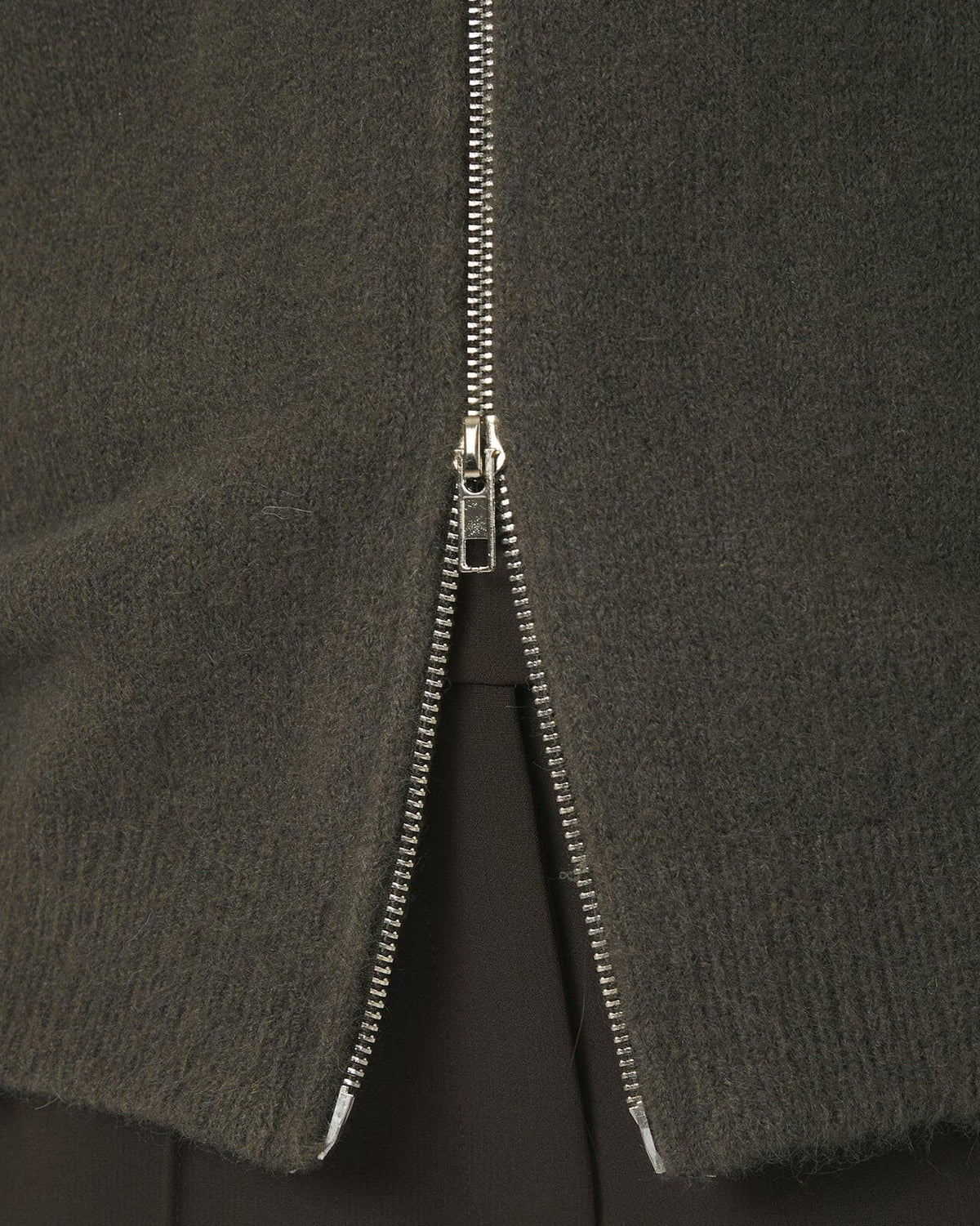 NEO NOIR Strikket Cardigan Asley Zip Knit - Moss Green