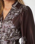 NEO NOIR Kjole Malfida Satin Paisley - Dark Brown