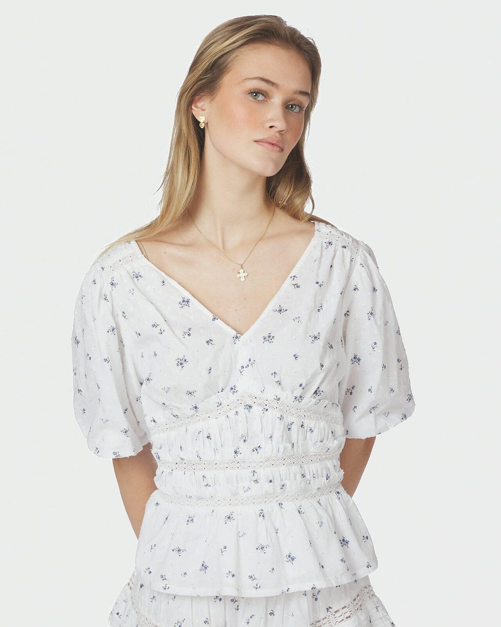 NEO NOIR Topp Sapura Flower Dobby - Blue Flower