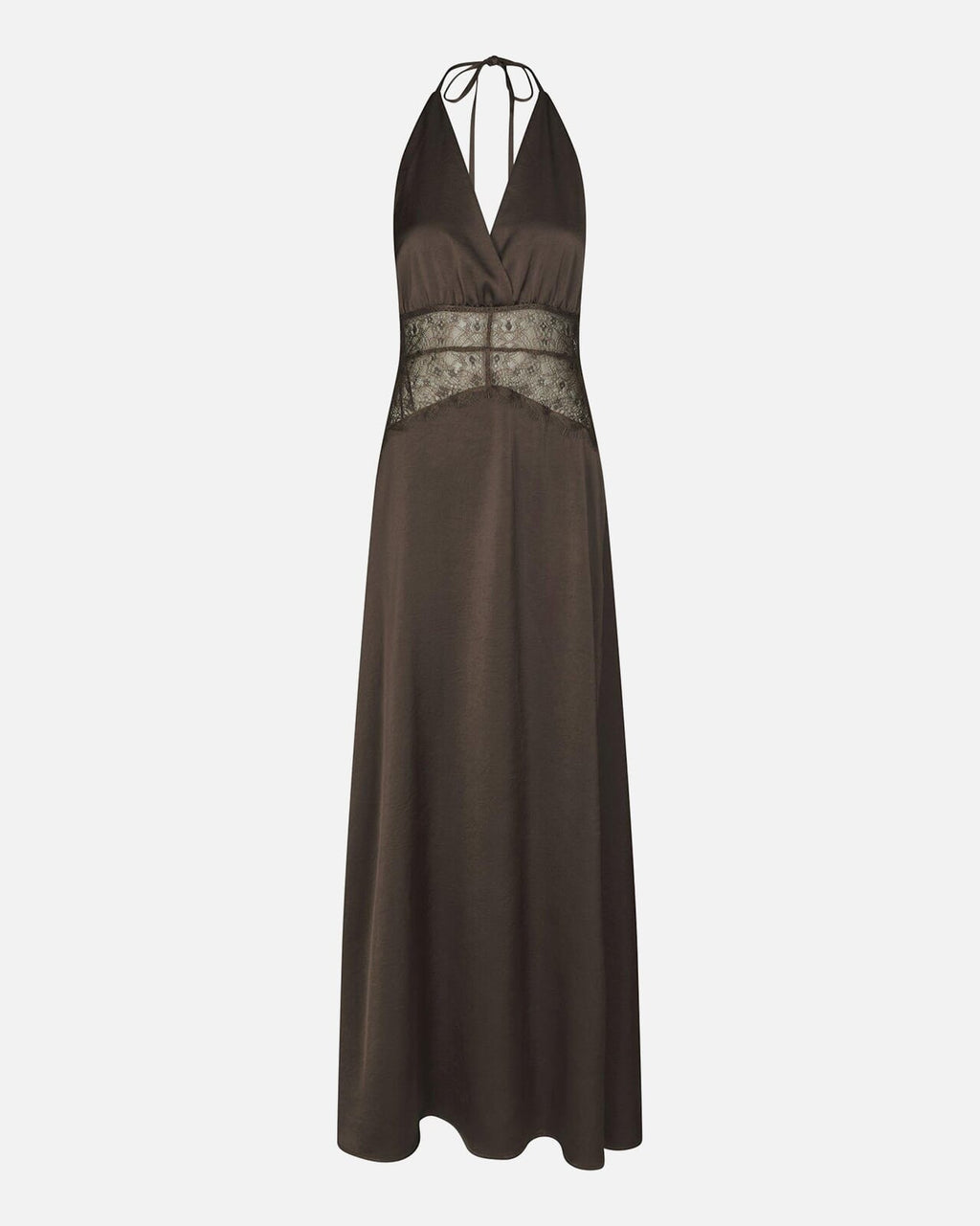 NEO NOIR Maxikjole Jasine Heavy Sateen - Dark Brown