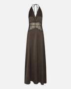 NEO NOIR Maxikjole Jasine Heavy Sateen - Dark Brown