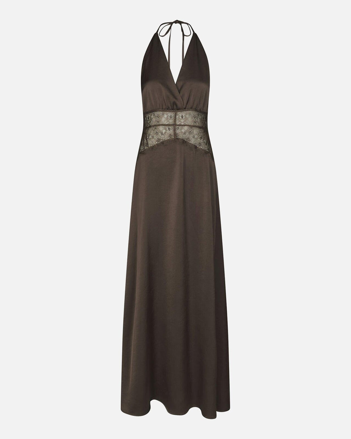 NEO NOIR Maxikjole Jasine Heavy Sateen - Dark Brown