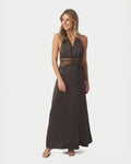 NEO NOIR Maxikjole Jasine Heavy Sateen - Dark Brown