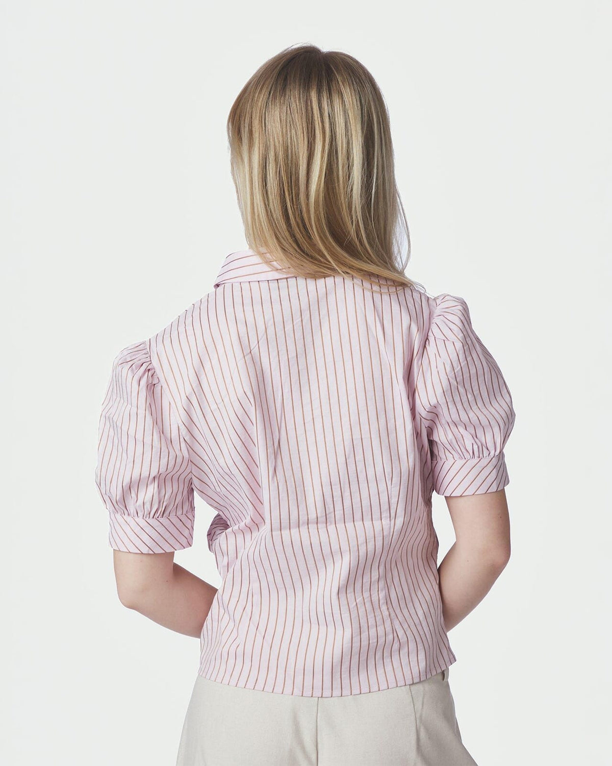 NEO NOIR Skjorte Frannie Structure Stripe - Light Pink