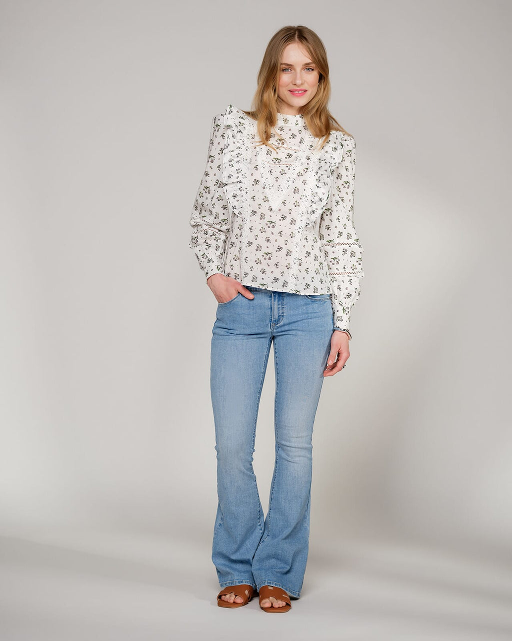 FLOYD Bluse Nitta Memo - White/ Island Green