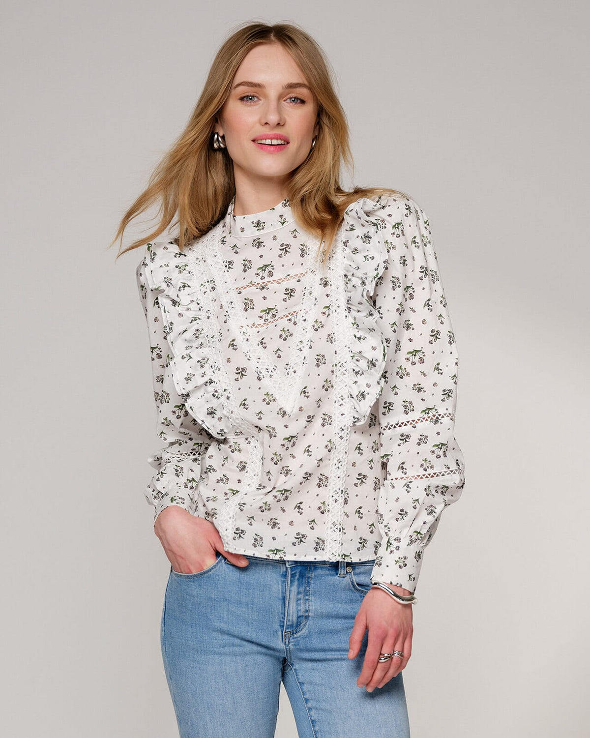 FLOYD Bluse Nitta Memo - White/ Island Green