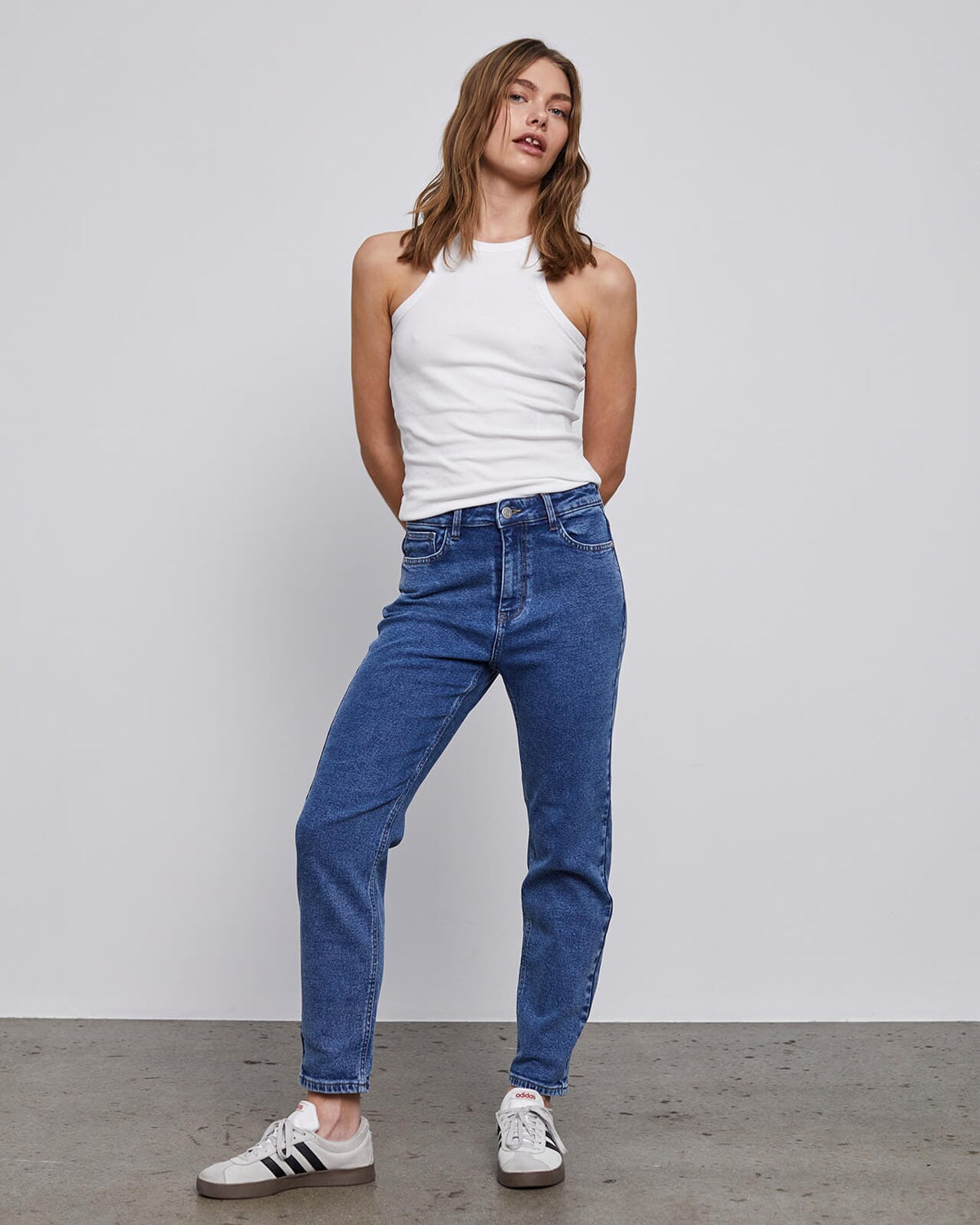 NOISY MAY Jeans Moni HighWaist Straight Ankle AX358MB - Medium Blue Denim