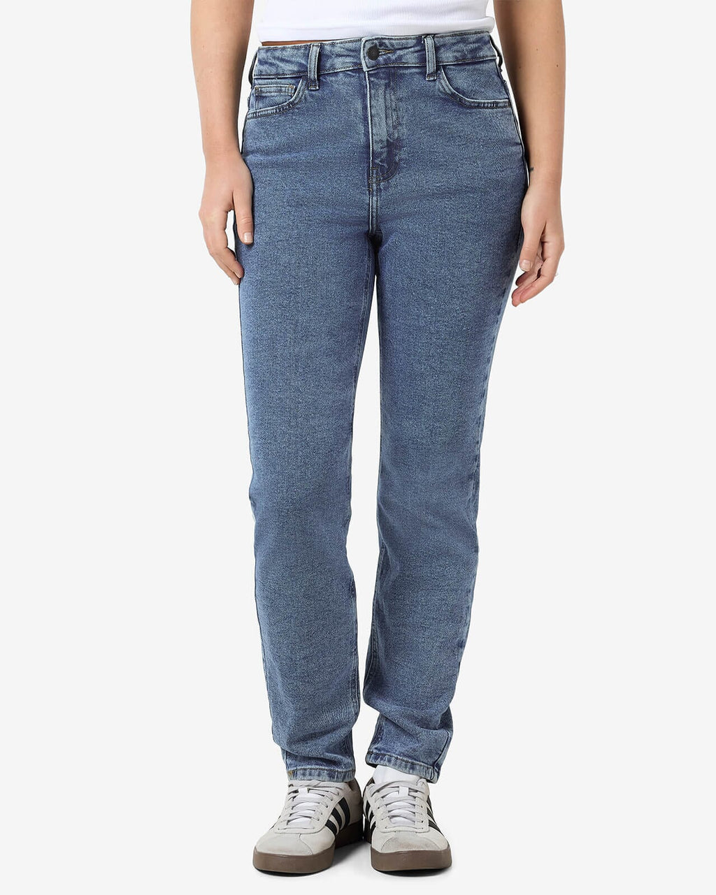 NOISY MAY Jeans Moni HighWaist Straight Ankle AX358MB - Medium Blue Denim