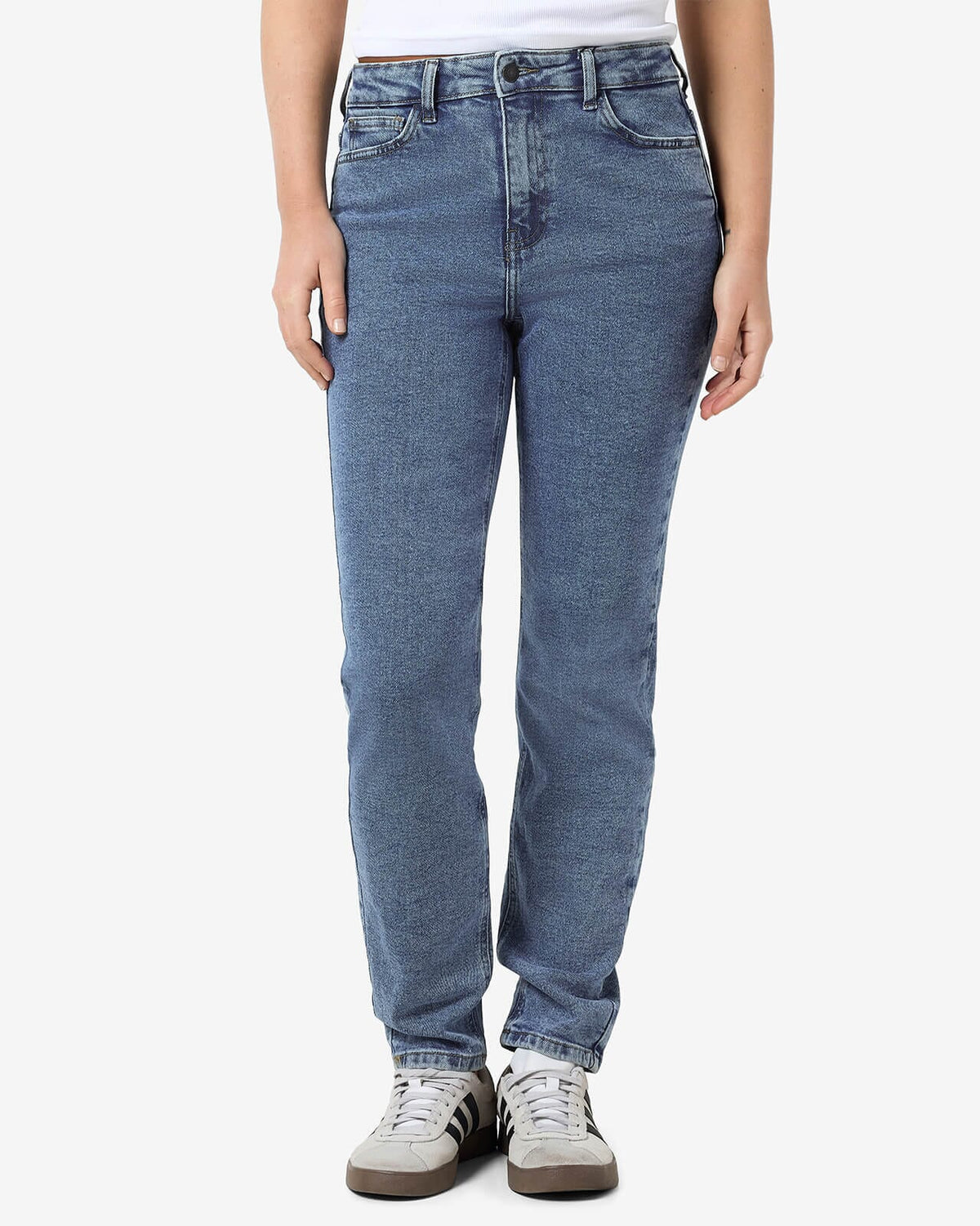 NOISY MAY Jeans Moni HighWaist Straight Ankle AX358MB - Medium Blue Denim