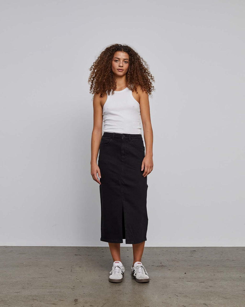 NOISY MAY Denimskjørt Kath NW Slit Midi Skirt VI478BL - Black Denim