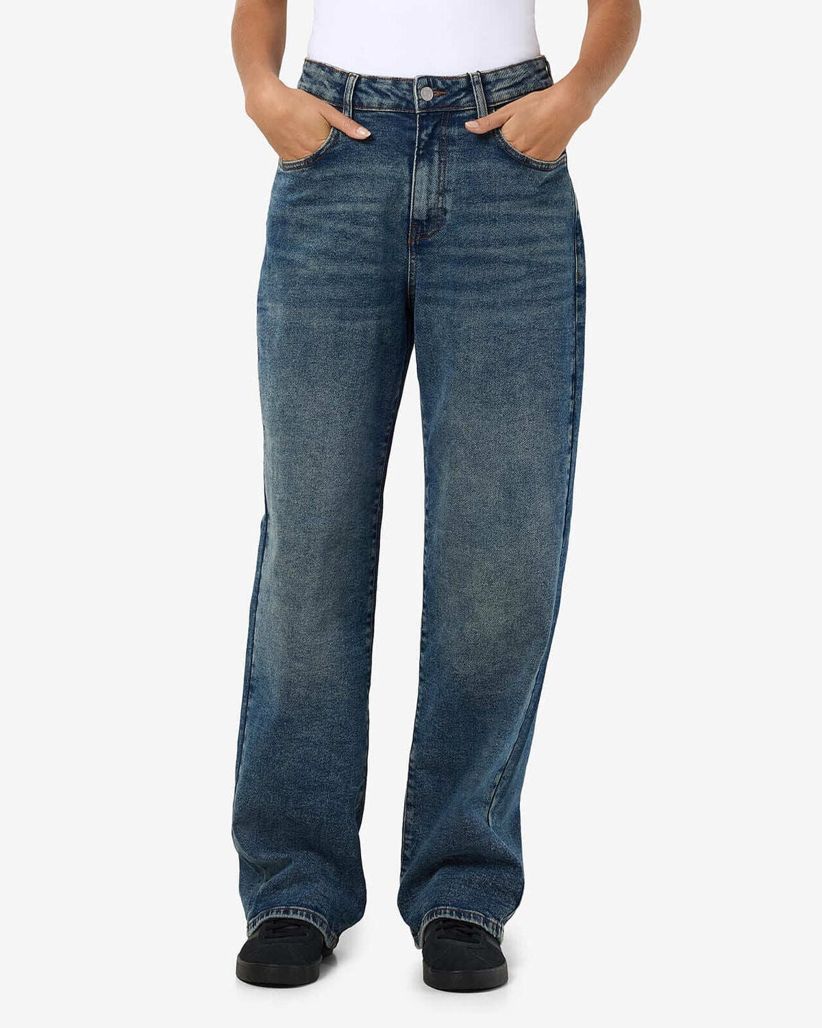 NOISY MAY Jeans Josie HW Baggy AZ400MB - Medium Blue Denim