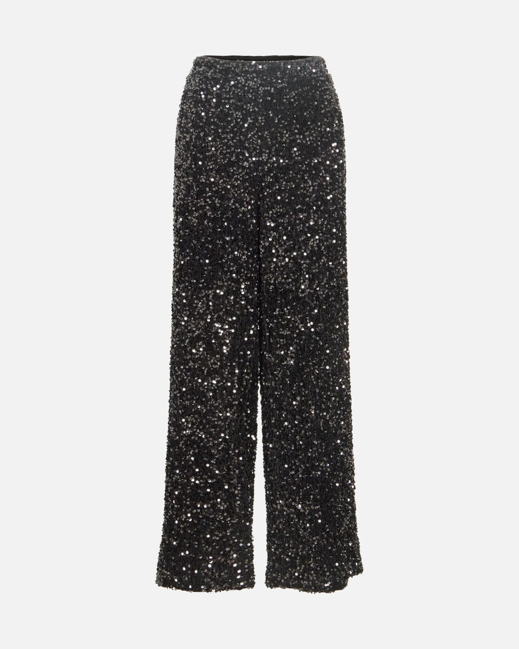 VILA Paljettbukse Faith HW Wide - Black Beauty