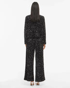 VILA Paljettbukse Faith HW Wide - Black Beauty