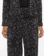 VILA Paljettbukse Faith HW Wide - Black Beauty