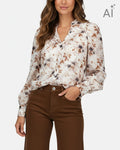 FLOYD Bluse Olivia Umi - Offwhite/ Caramel