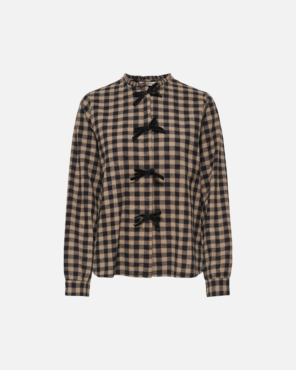 ONLY Skjorte Frida Check Bow - Black/ Toasted Coconut