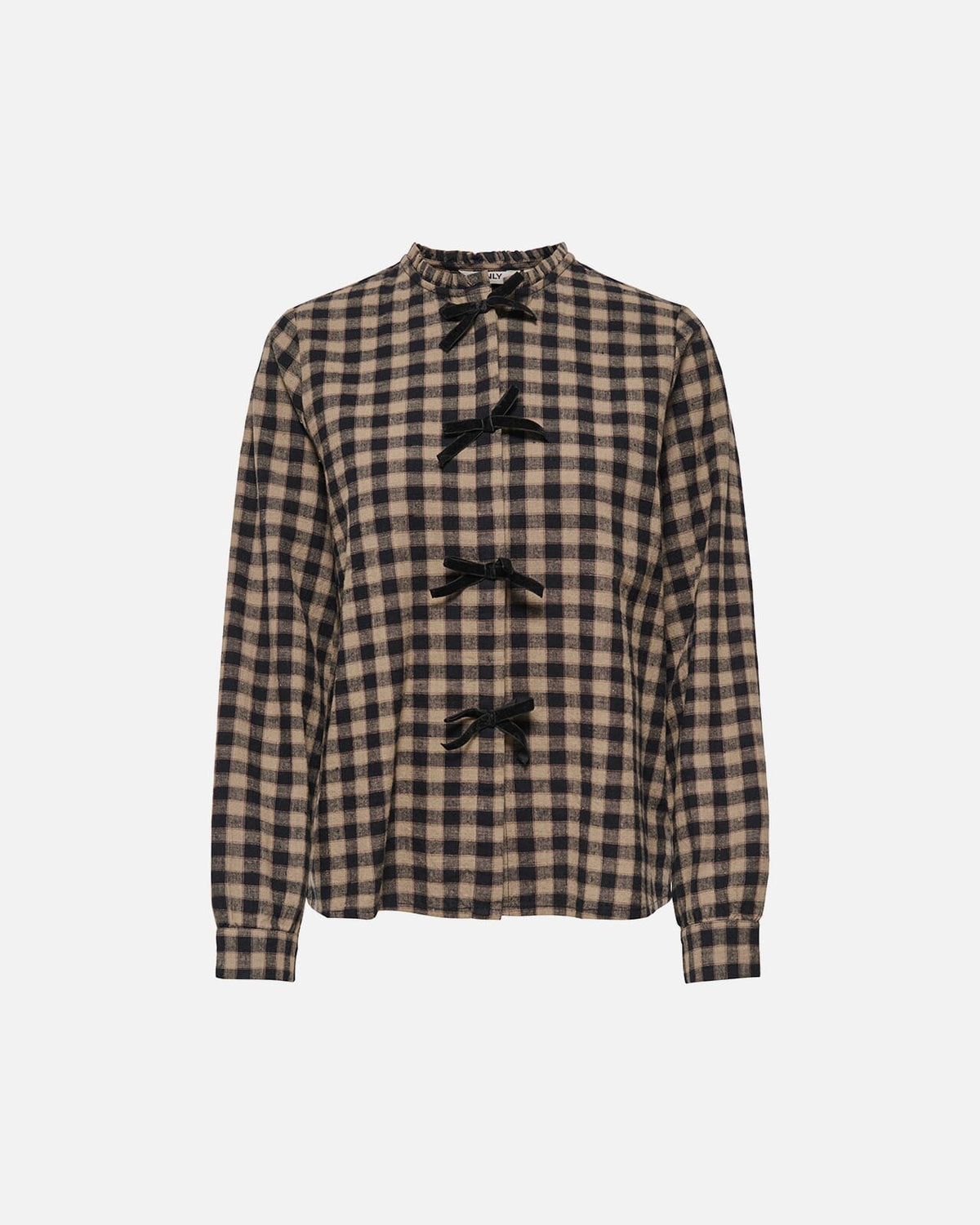 ONLY Skjorte Frida Check Bow - Black/ Toasted Coconut