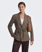 ONLY Blazer Nella L/S Belt Check - Cornstalk/ Tobacco Brown/ Black/ Surf The Web