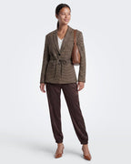 ONLY Blazer Nella L/S Belt Check - Cornstalk/ Tobacco Brown/ Black/ Surf The Web