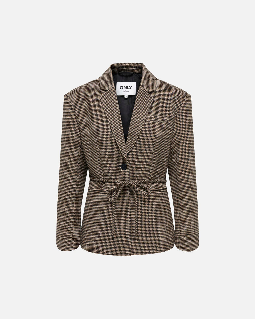 ONLY Blazer Nella L/S Belt Check - Cornstalk/ Tobacco Brown/ Black/ Surf The Web