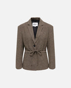 ONLY Blazer Nella L/S Belt Check - Cornstalk/ Tobacco Brown/ Black/ Surf The Web