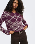 ONLY Strikket Cardigan Noeme LS O-neck - Fig Check/Oatmeal/Fmop/Mel