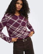 ONLY Strikket Cardigan Noeme LS O-neck - Fig Check/Oatmeal/Fmop/Mel