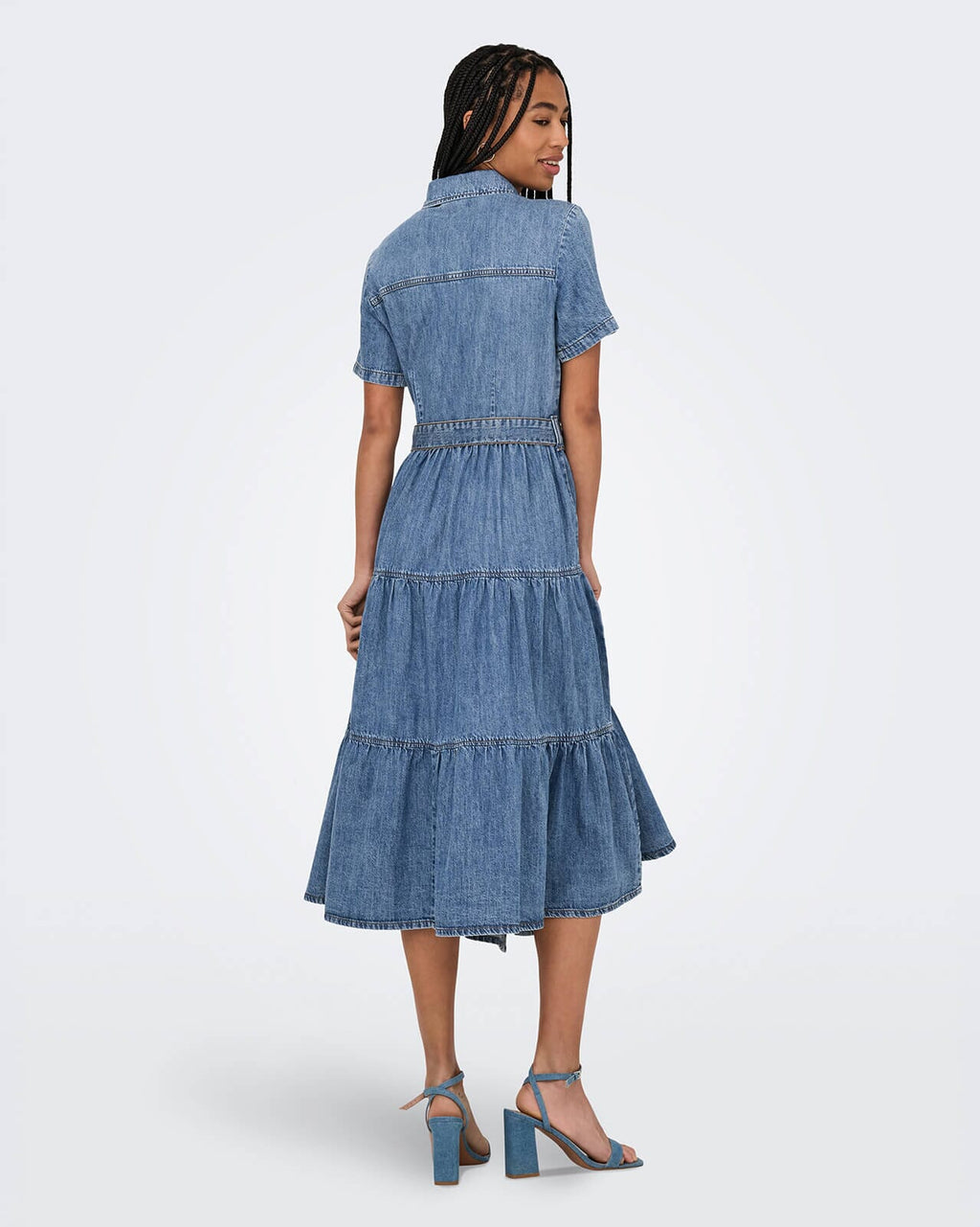ONLY Midikjole Aliyah S/S Layer Denim - Medium Blue Denim