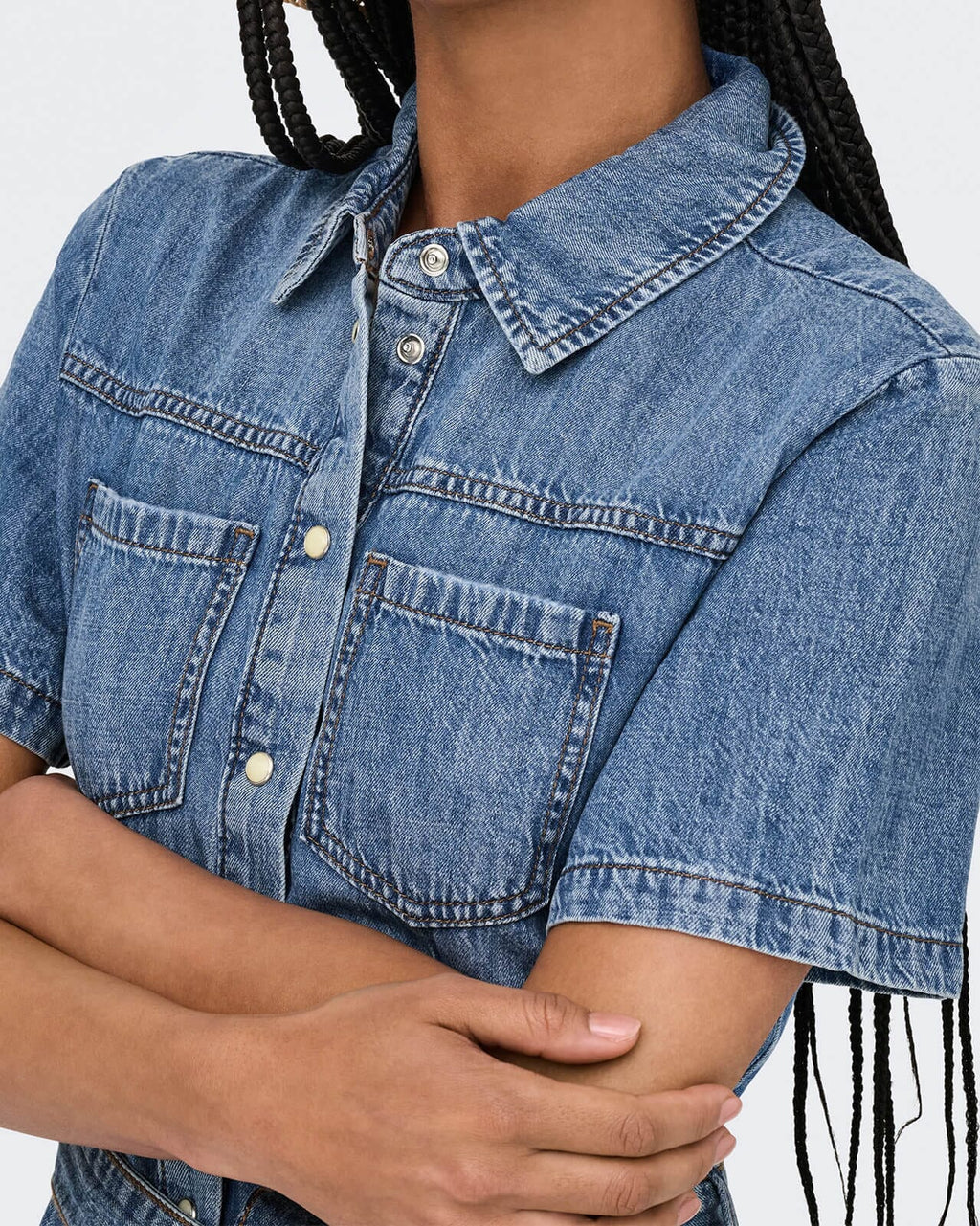 ONLY Midikjole Aliyah S/S Layer Denim - Medium Blue Denim