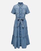 ONLY Midikjole Aliyah S/S Layer Denim - Medium Blue Denim