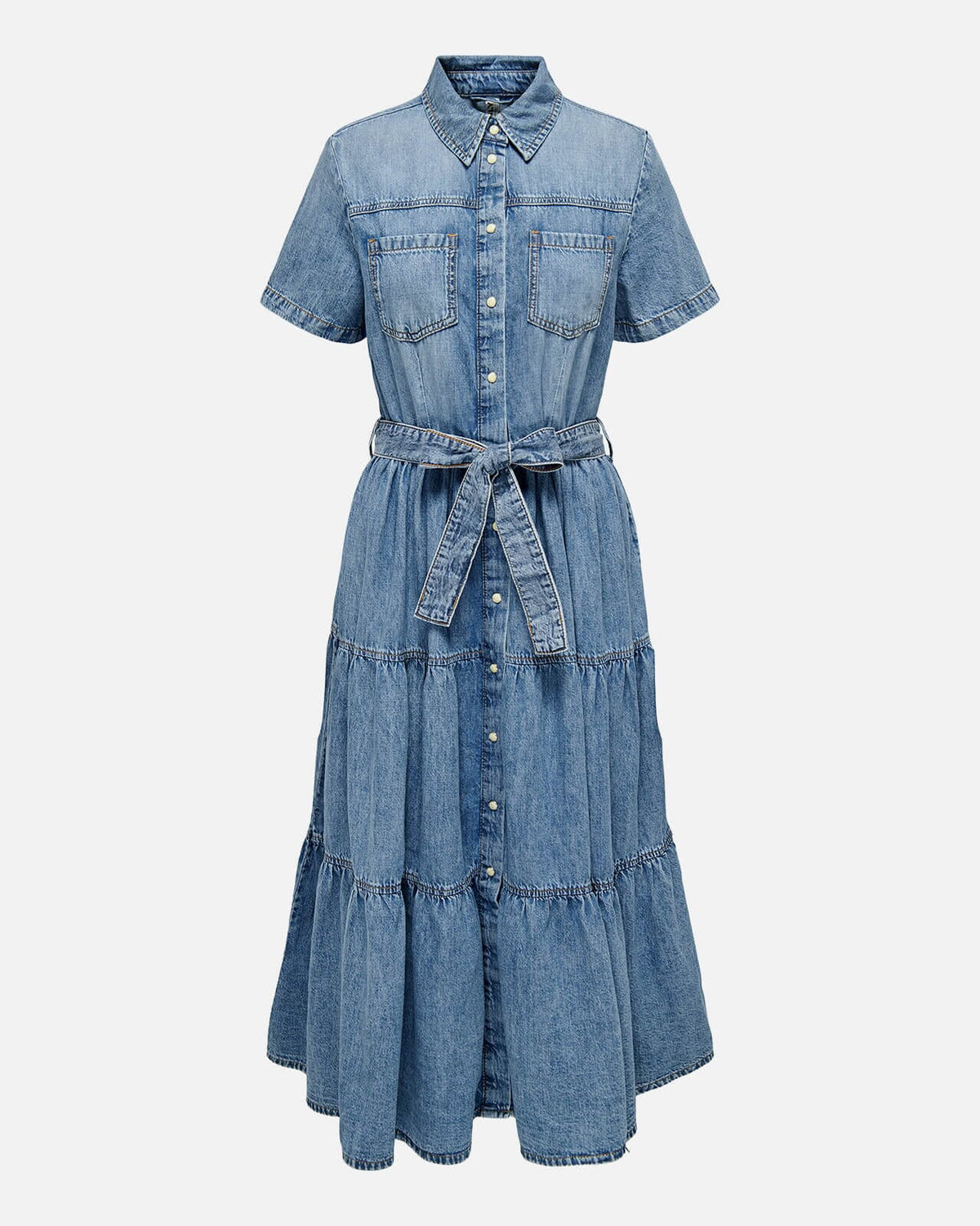 ONLY Midikjole Aliyah S/S Layer Denim - Medium Blue Denim