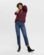 ONLY Strikkegenser Camilla V-neck L/S Pullover - Port Royale/ Melange