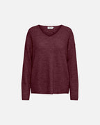 ONLY Strikkegenser Camilla V-neck L/S Pullover - Port Royale/ Melange