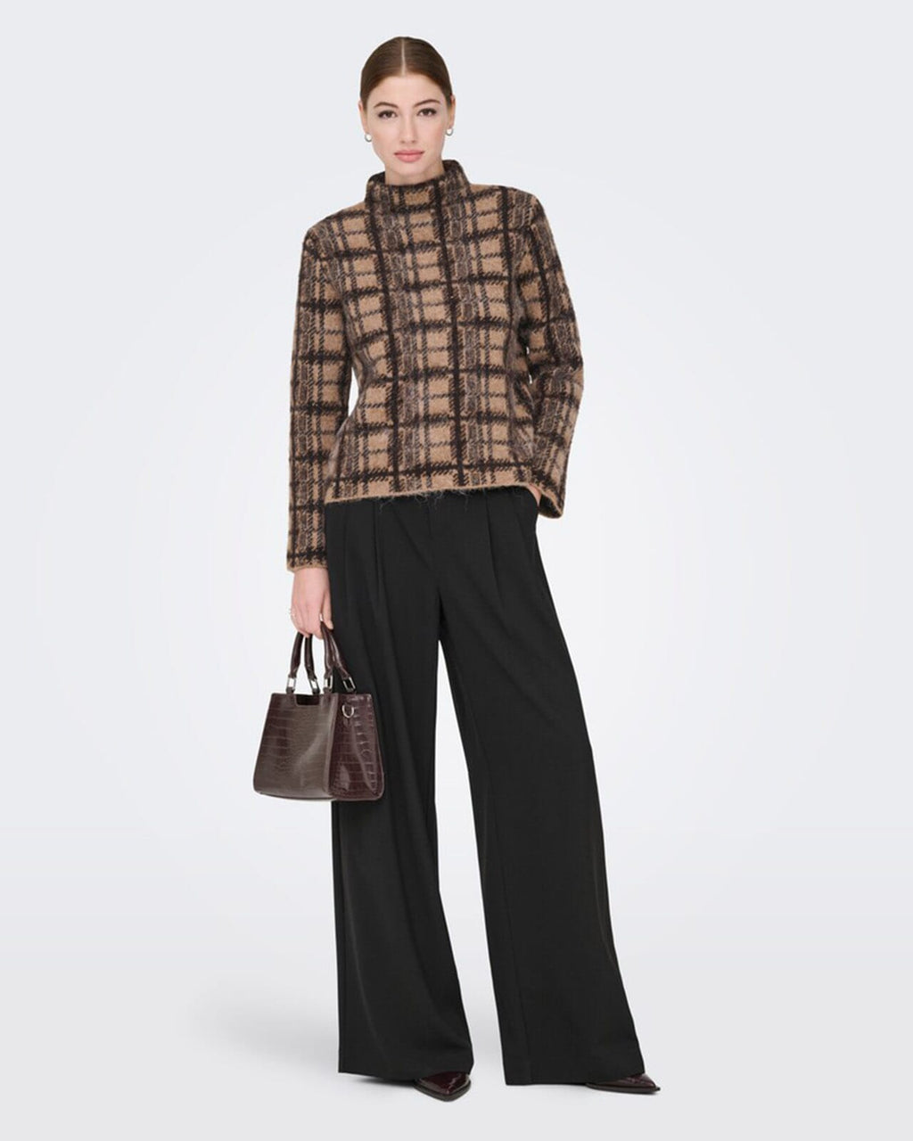 ONLY Strikkegenser Louise LS Highneck - Chocolate Torte/ Toasted Coconut/Black Mel.