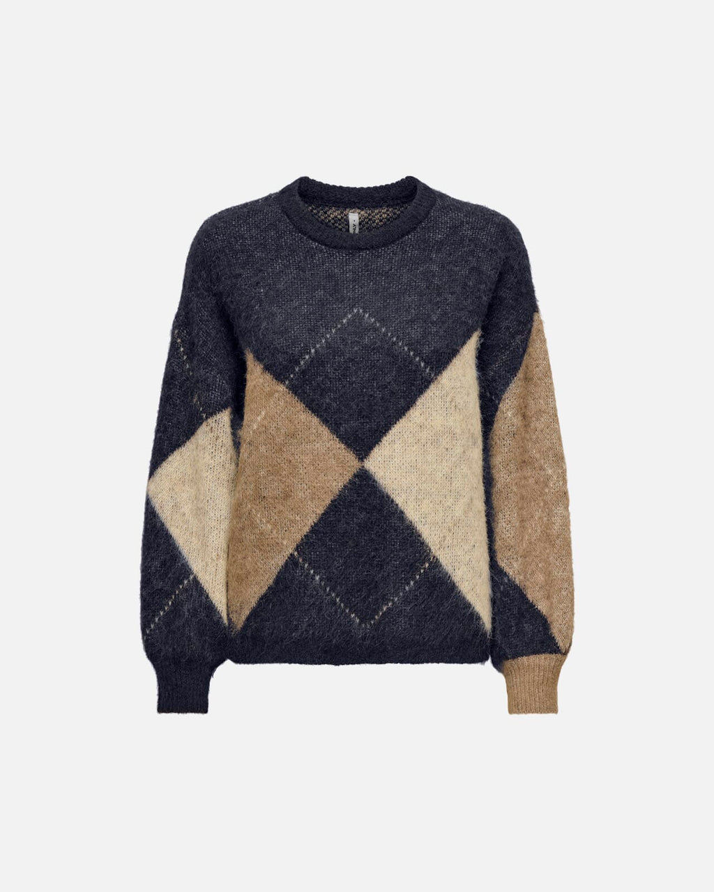 ONLY Strikkegenser Noeme Life LS JQ O-neck - Night Sky/ Cocoa Creme/Biscotti Mel. /Argyle