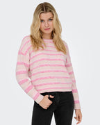 ONLY Genser Johanna LS O-neck - Pink Yarrow Romace Rose/ Birch