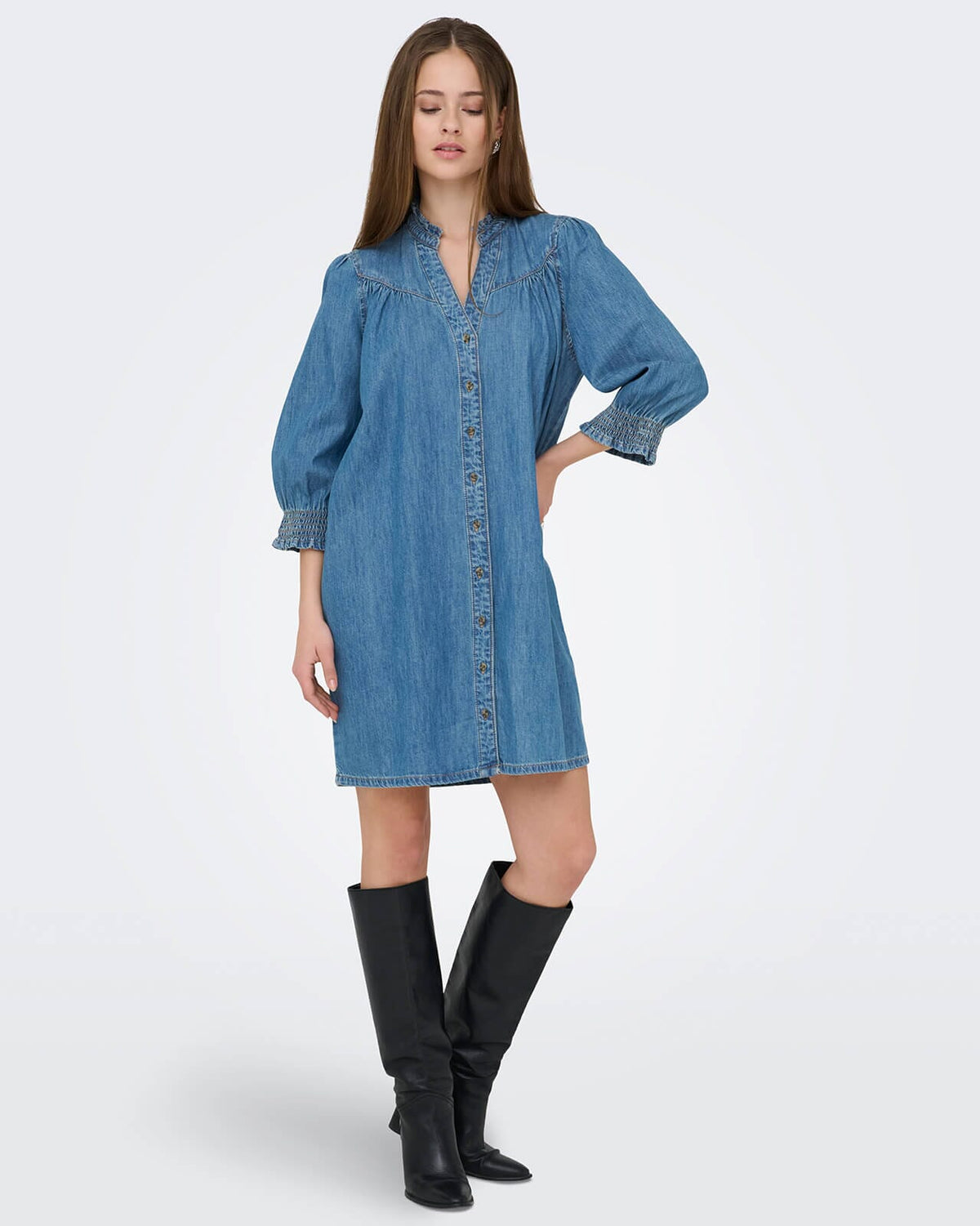 ONLY Denimkjole Raya 3/4 - Medium Blue Denim