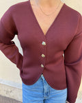 ONLY Cardigan Naomi  L/S - Decadent Chocolate/ Gold buttons