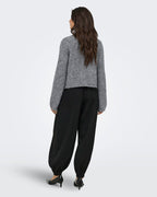ONLY Strikket Cardigan Zaggie LS Button Cardi CC Knit - Dark Grey Melange Pearl button