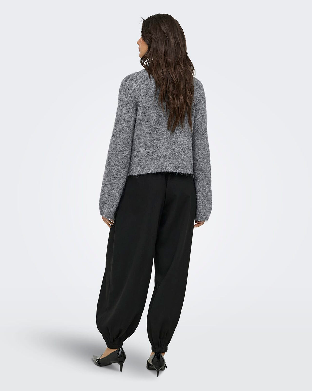 ONLY Strikket Cardigan Zaggie LS Button Cardi CC Knit - Dark Grey Melange Pearl button