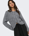 ONLY Strikket Cardigan Zaggie LS Button Cardi CC Knit - Dark Grey Melange Pearl button