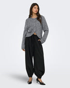 ONLY Strikket Cardigan Zaggie LS Button Cardi CC Knit - Dark Grey Melange Pearl button