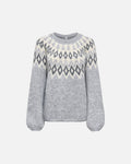 ONLY Strikkegenser Reykja LS Fair Isle O-neck - Light Grey Melange/ Fair Isle/ Birch Mel.