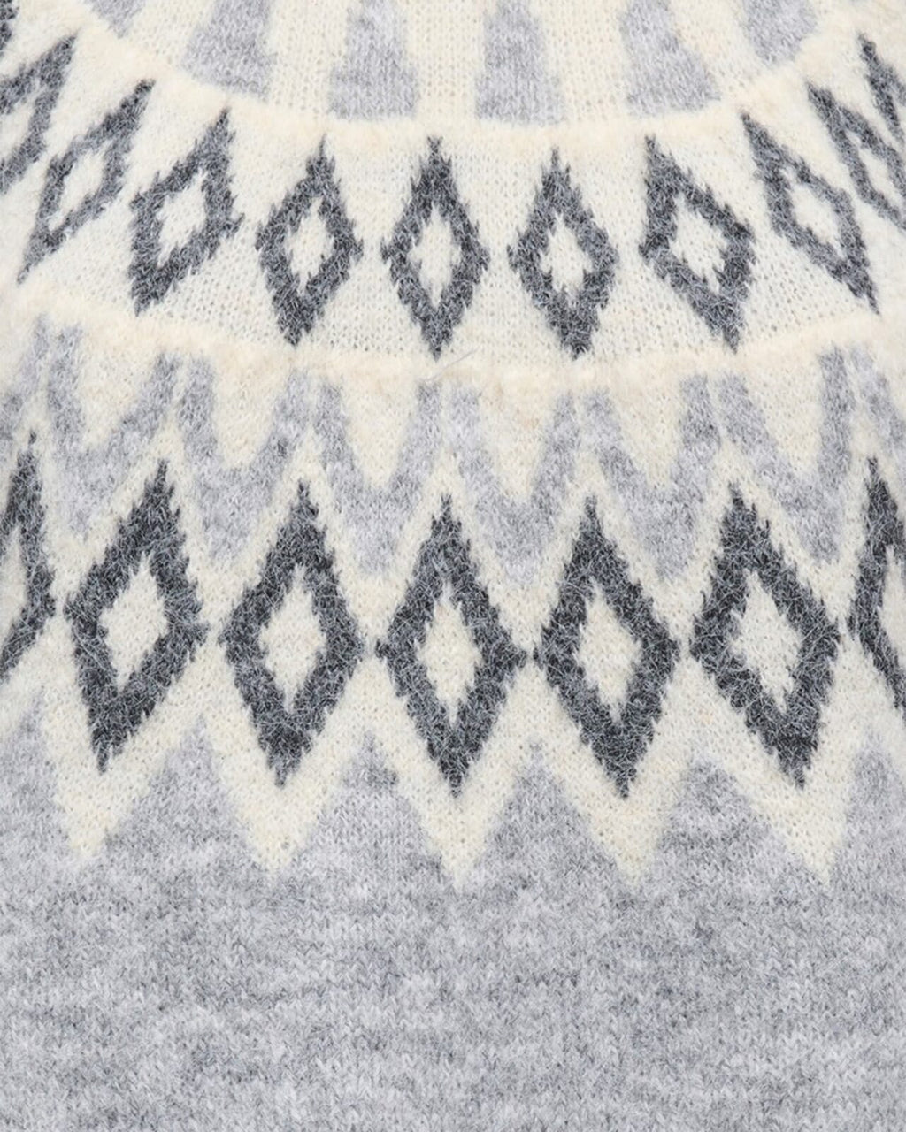 ONLY Strikkegenser Reykja LS Fair Isle O-neck - Light Grey Melange/ Fair Isle/ Birch Mel.