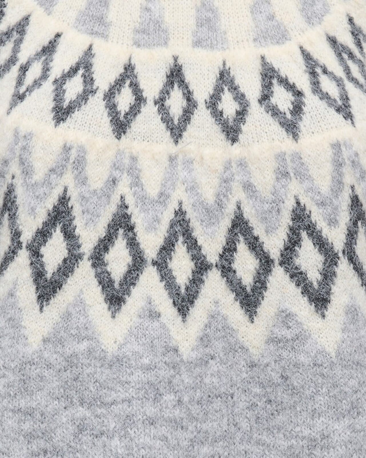 ONLY Strikkegenser Reykja LS Fair Isle O-neck - Light Grey Melange/ Fair Isle/ Birch Mel.