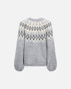 ONLY Strikkegenser Reykja LS Fair Isle O-neck - Light Grey Melange/ Fair Isle/ Birch Mel.