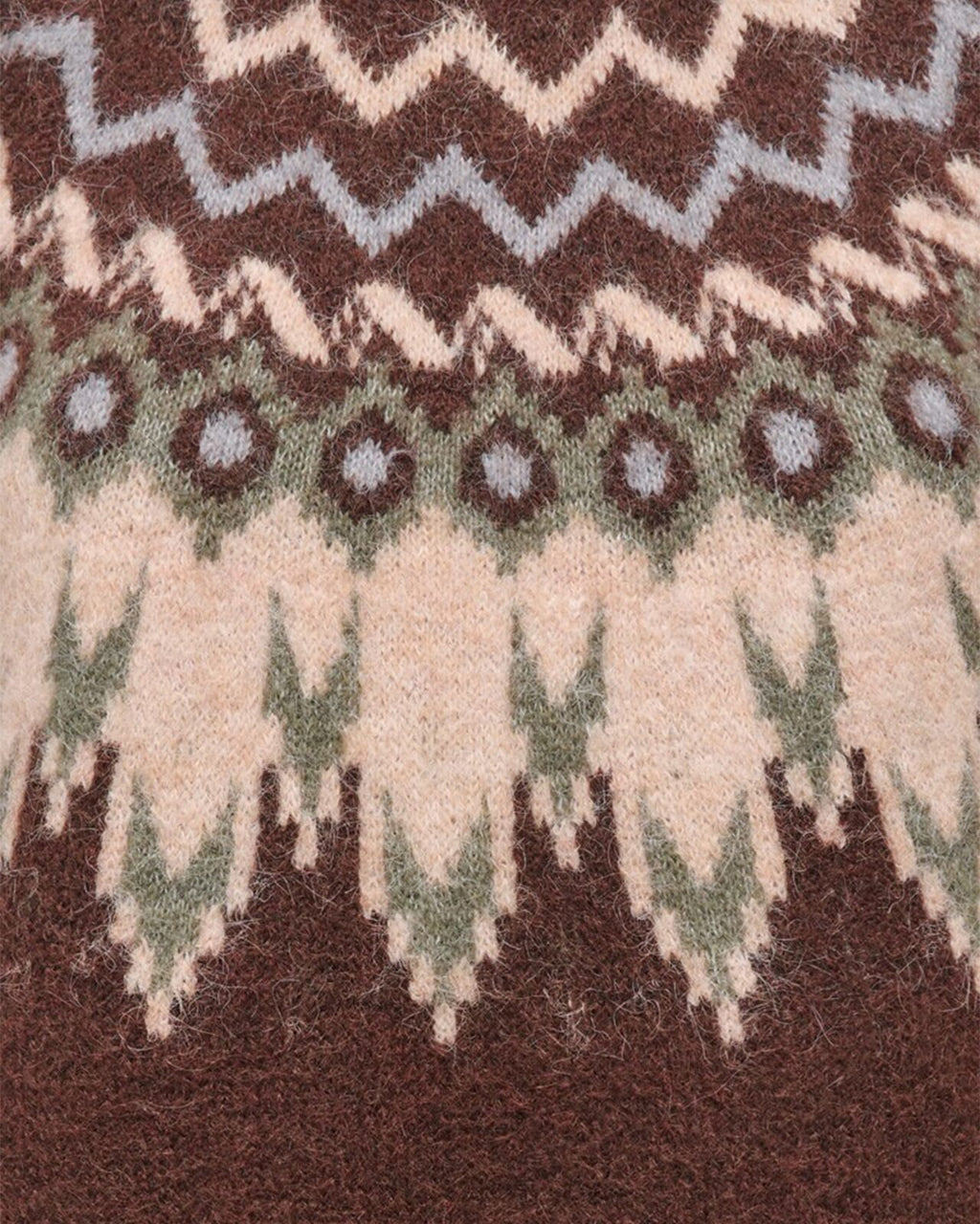 ONLY Strikkegenser Reykja LS Fair Isle O-neck - Coffee Bean/ Fair Isle/Smokey O/ Silver Mel.
