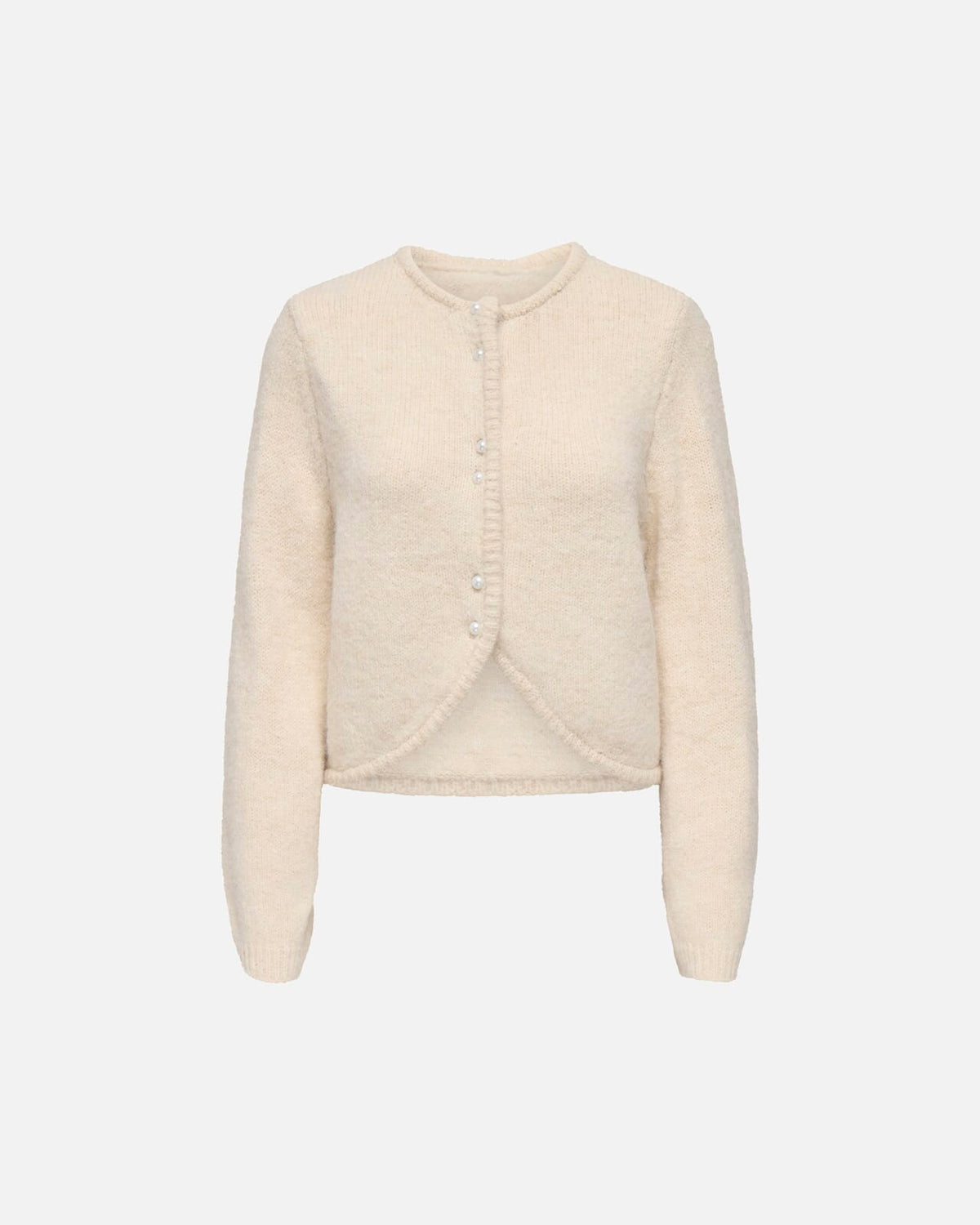 ONLY Strikket Cardigan Zaggie LS Button CC Knit - Birch Melange/ Pearl button